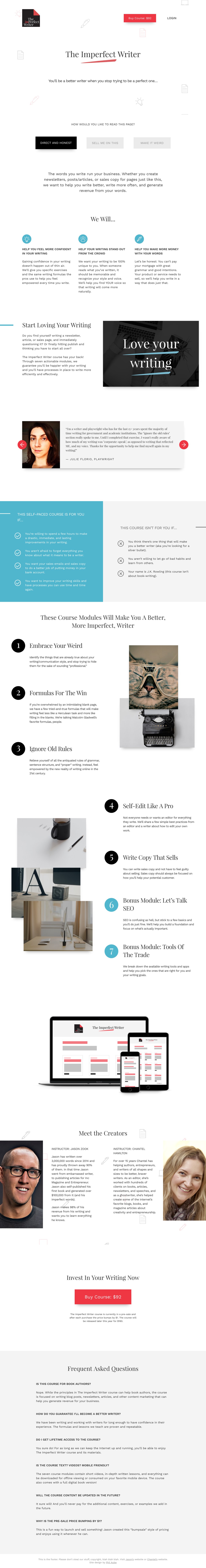 The Imperfect Writer Website Screenshot