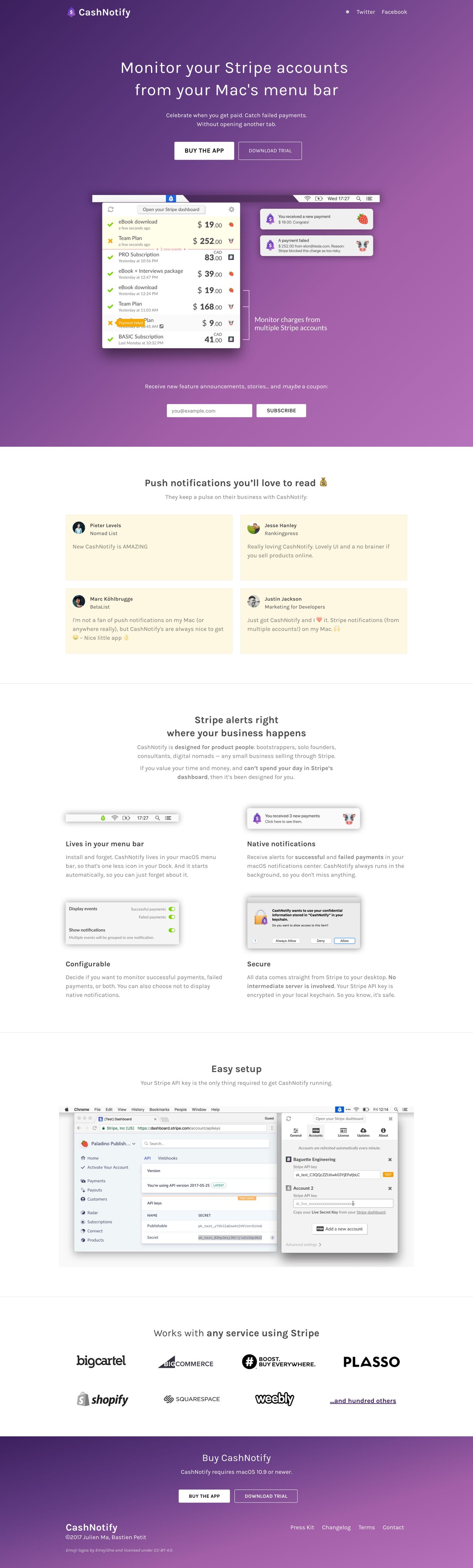 CashNotify Website Screenshot