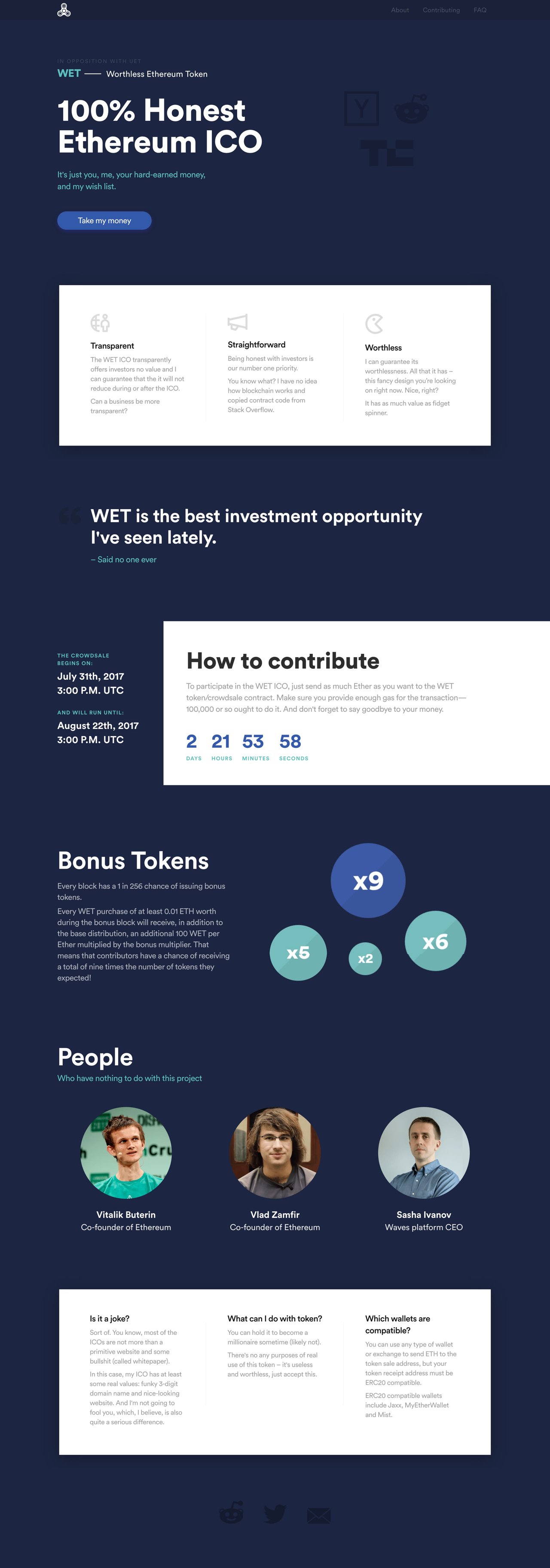 Worthless Ethereum Token Website Screenshot