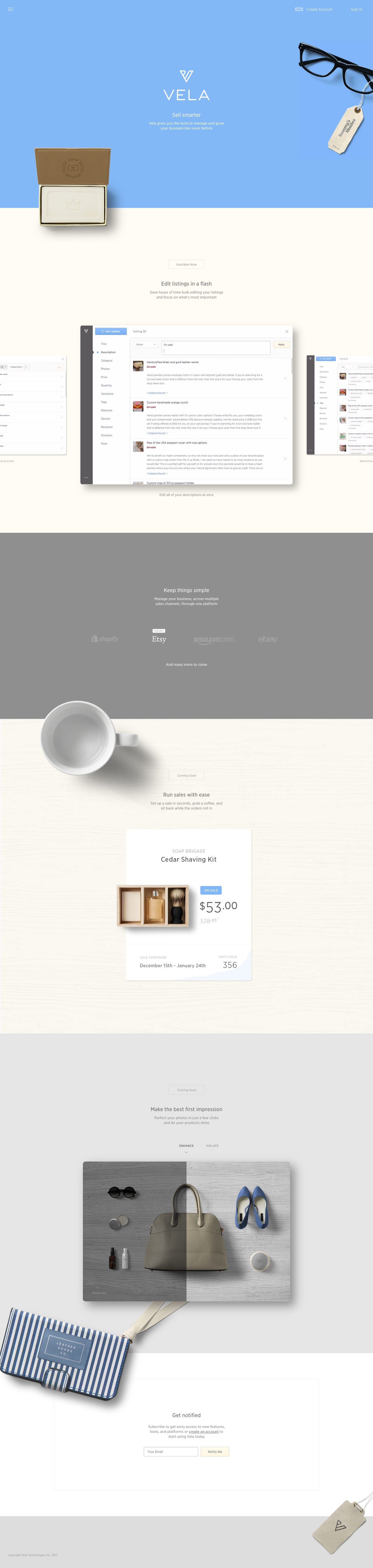 Vela Website Screenshot