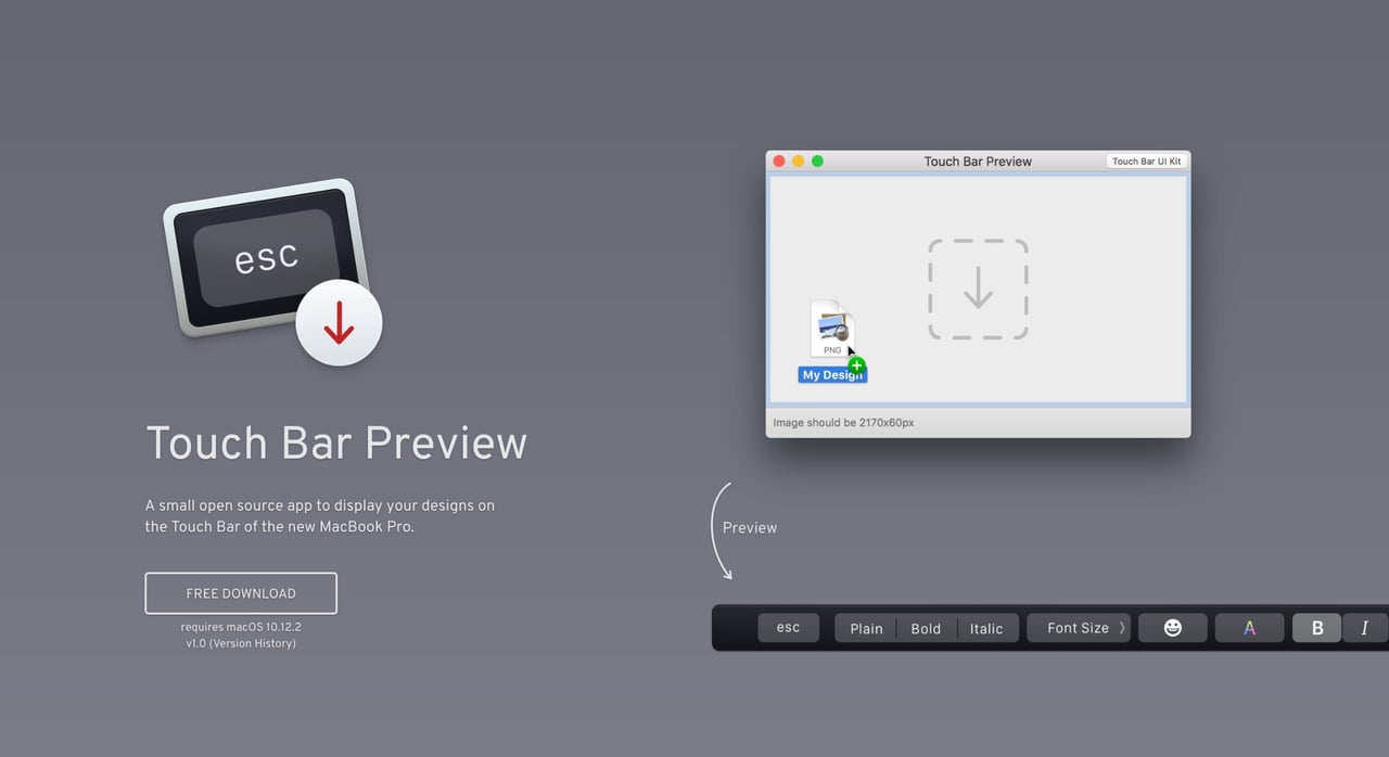 Touch Bar Preview Website Screenshot