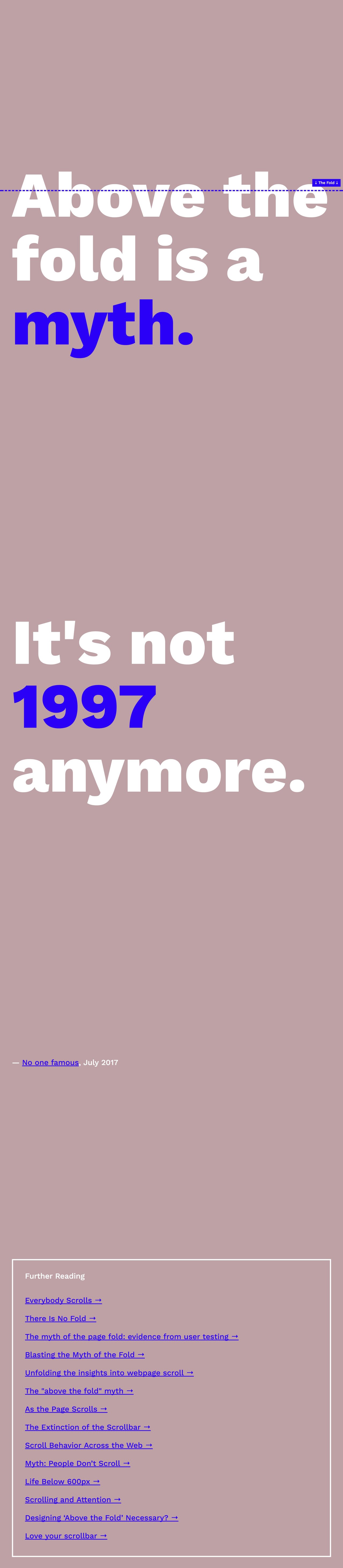 Above the fold is a myth. Website Screenshot