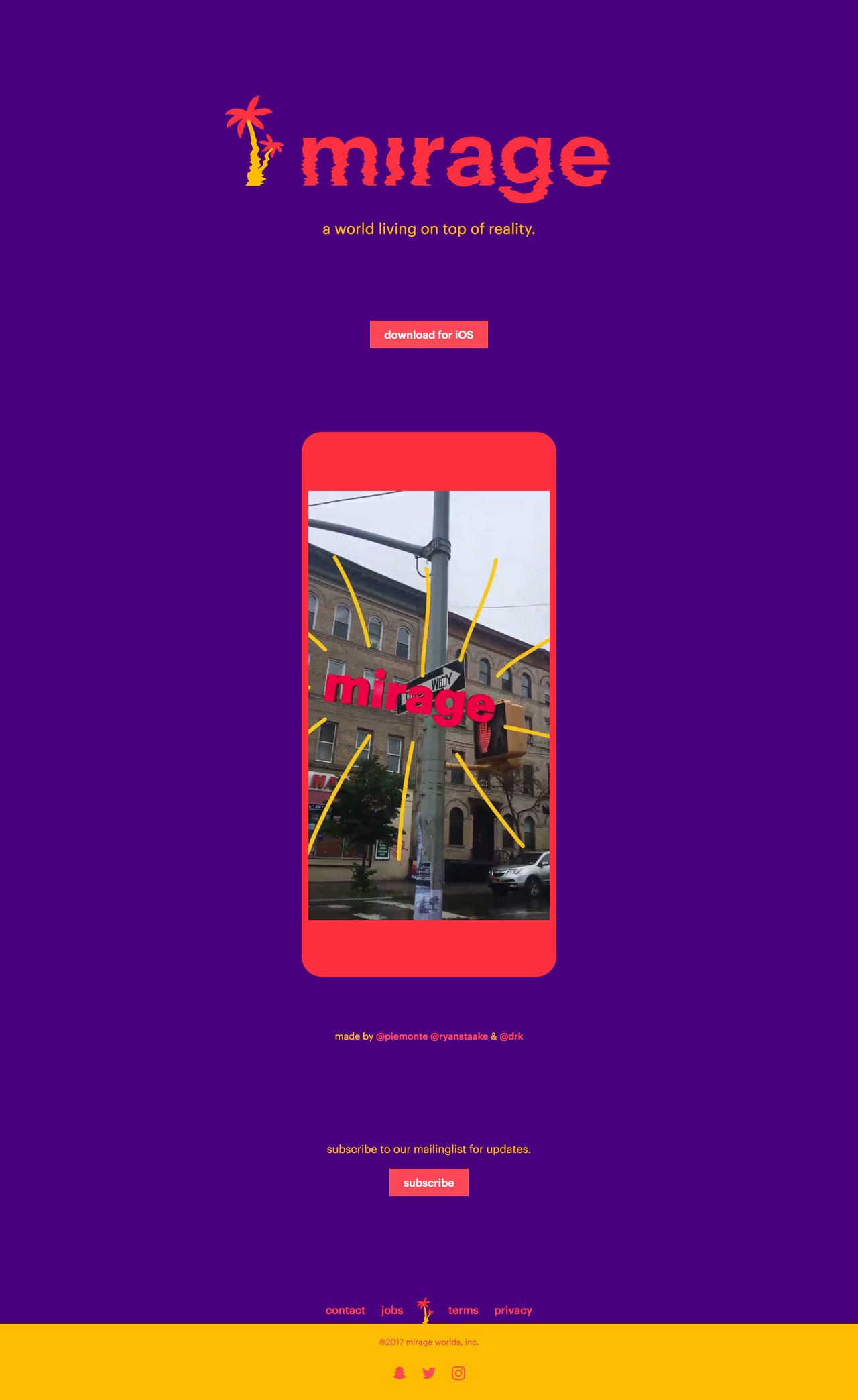 Mirage Website Screenshot