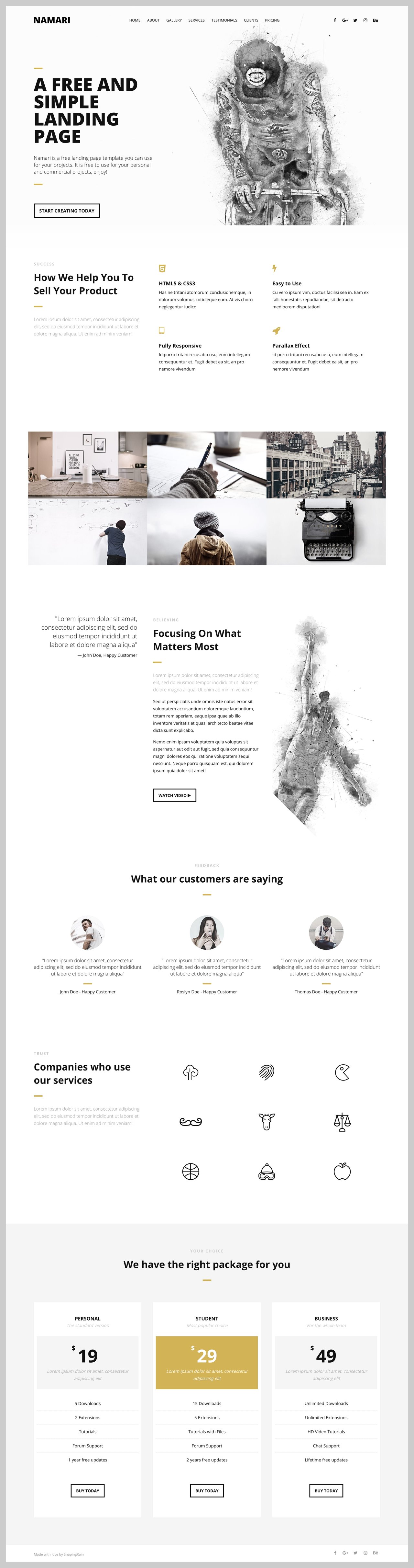 Namari Website Screenshot