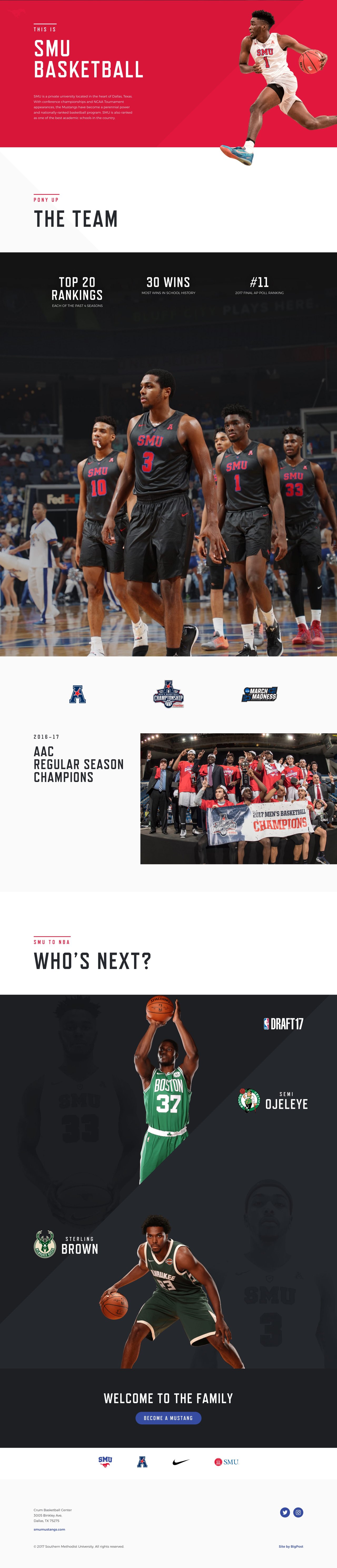 SMU Basketball Website Screenshot