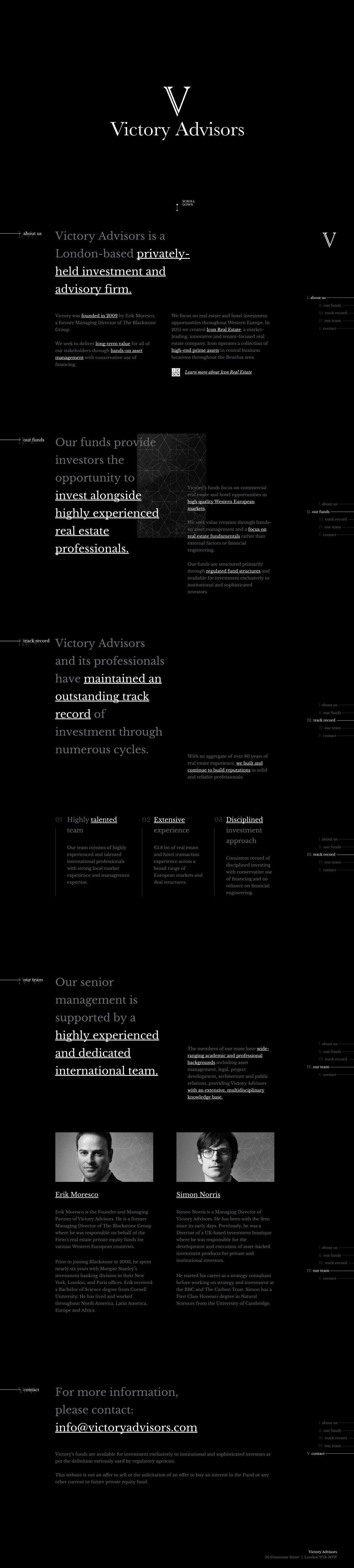 Victory Advisors Website Screenshot