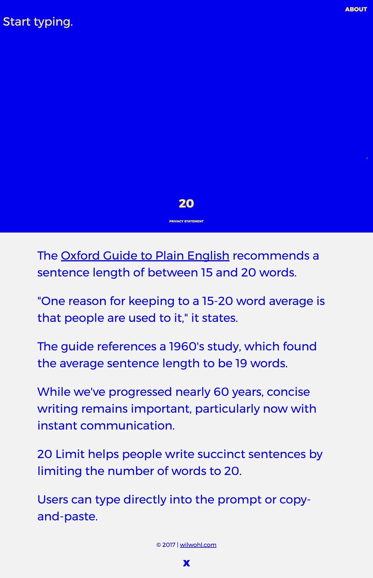 20 Limit Website Screenshot