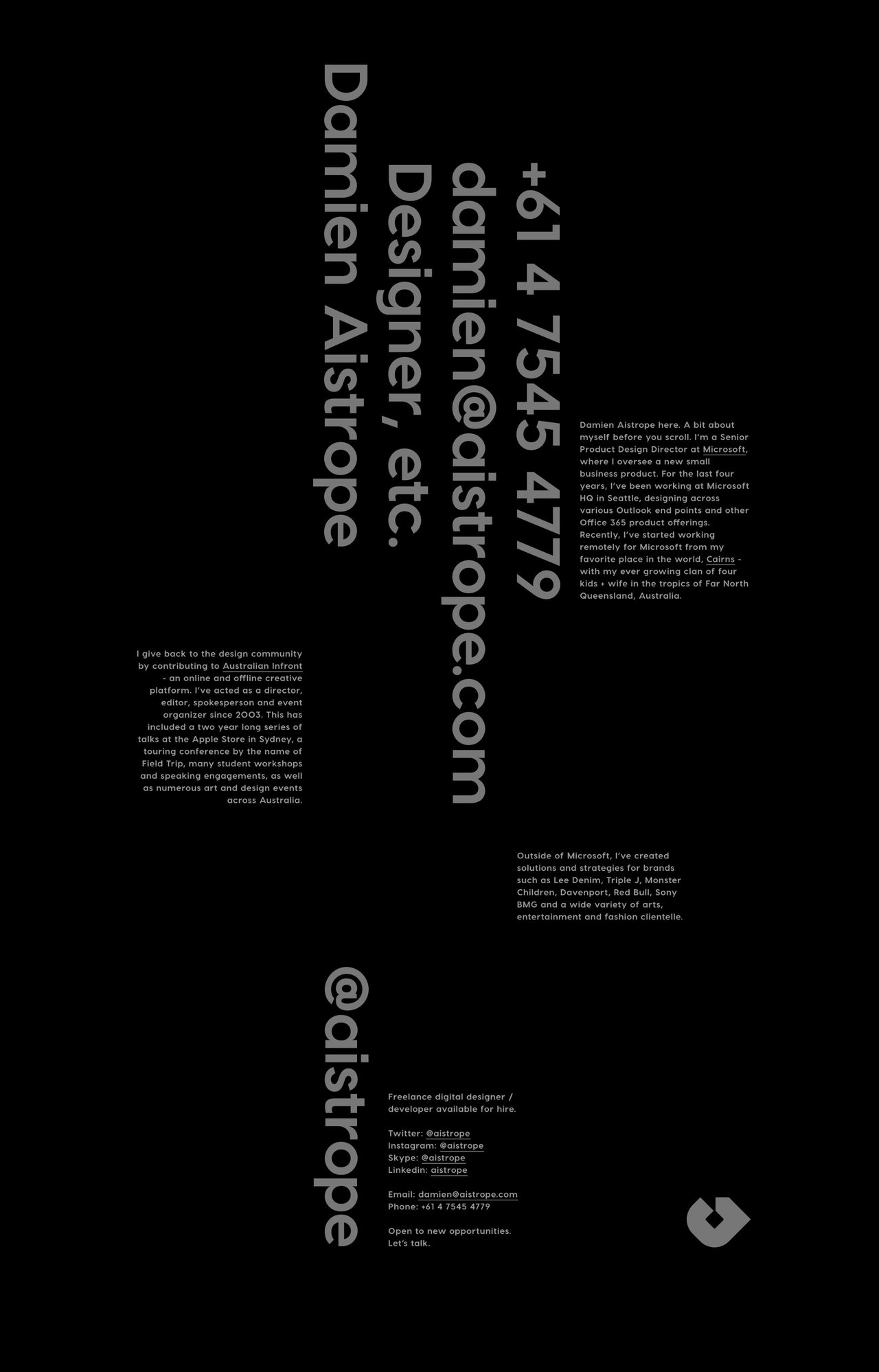 Damien Aistrope Website Screenshot