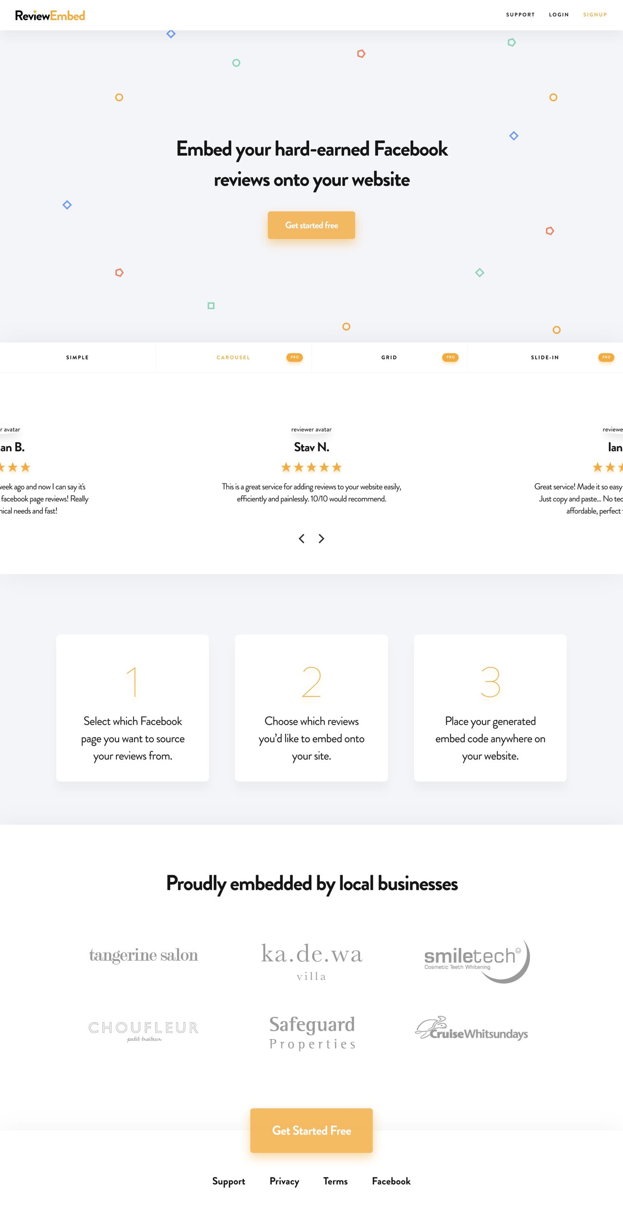 ReviewEmbed Website Screenshot