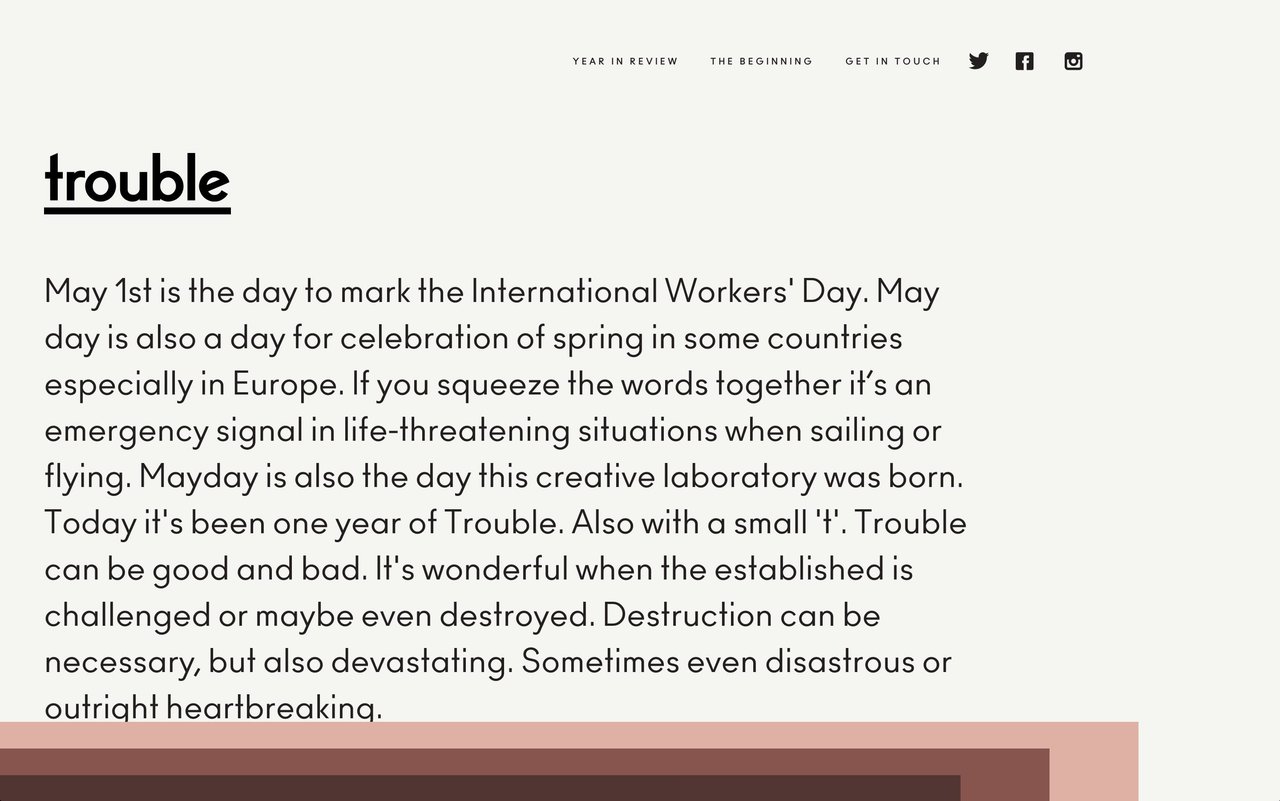 Trouble Website Screenshot