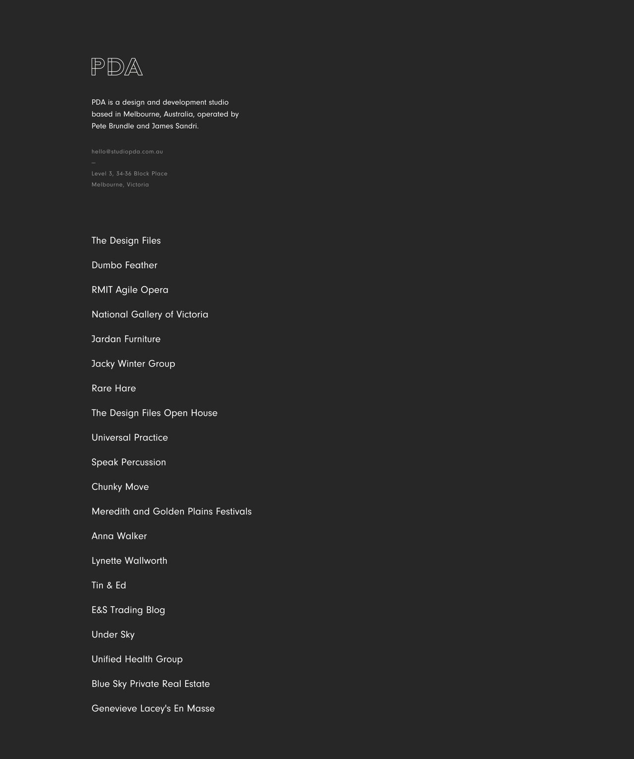 Studio PDA Website Screenshot