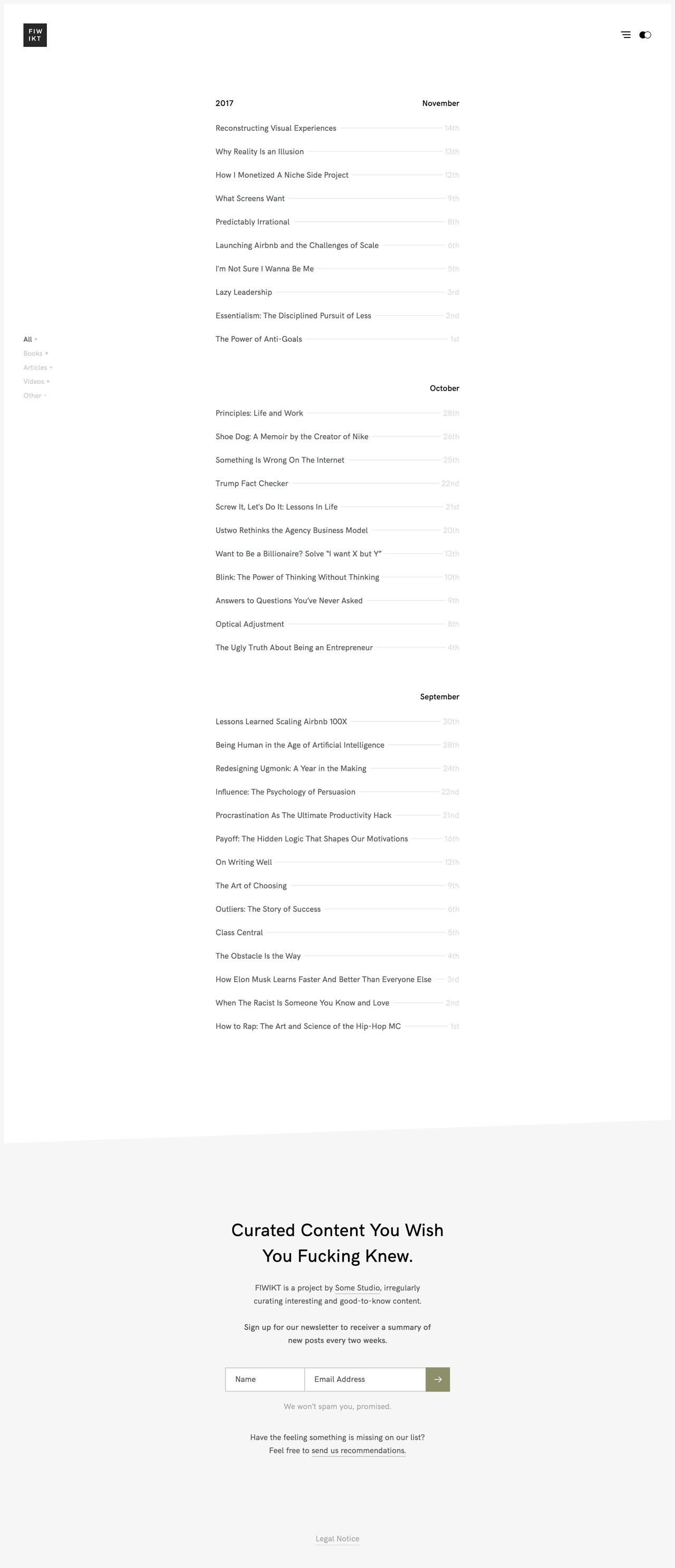 Fuck I Wish I Knew That Website Screenshot