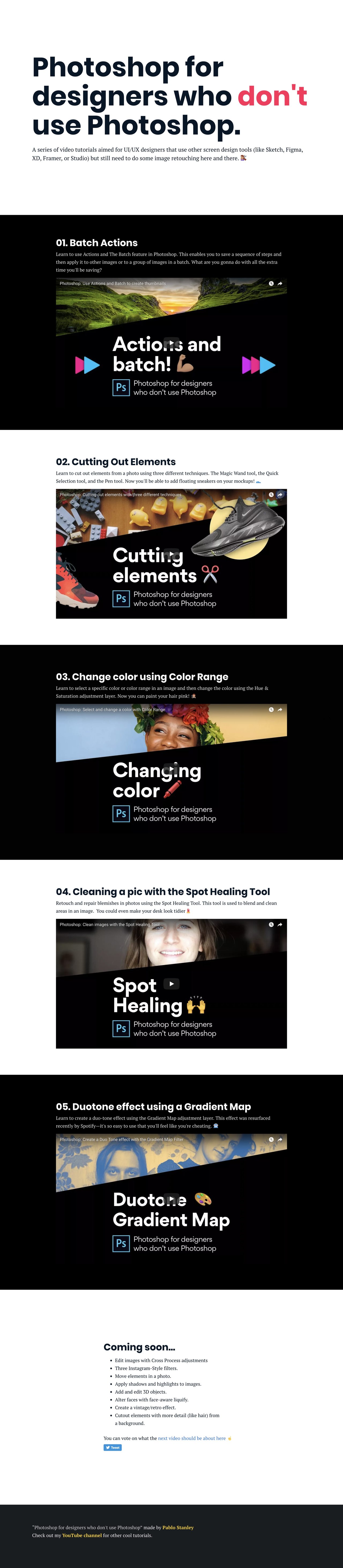 Photoshop for designers who don’t use Photoshop. Website Screenshot