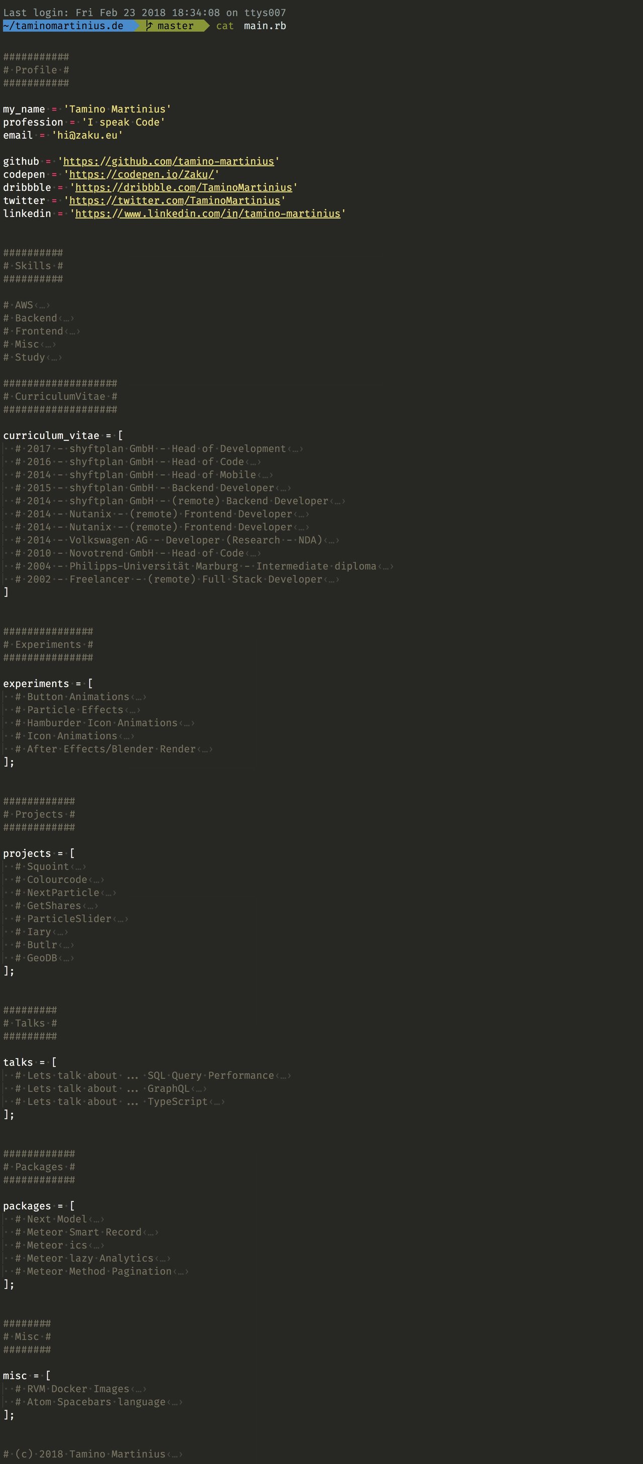 Tamino Martinius Website Screenshot