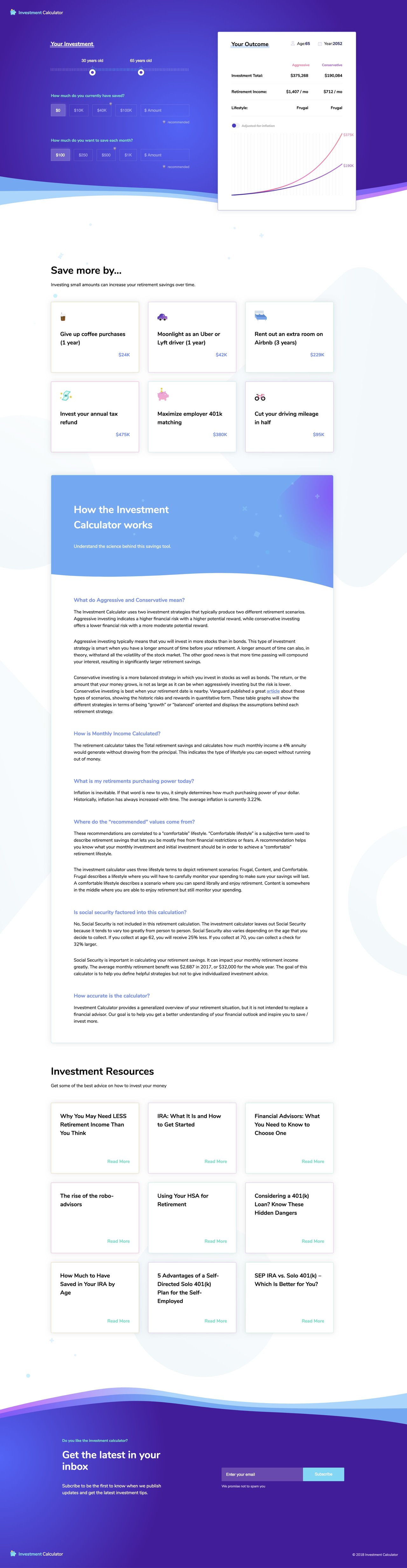 Investment Calculator Website Screenshot