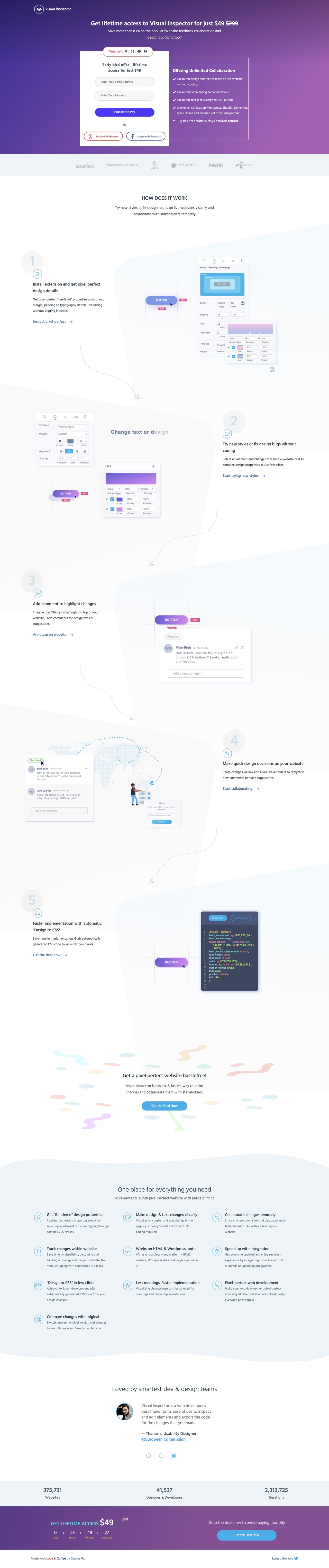 Visual Inspector – Early Bird Offer Website Screenshot