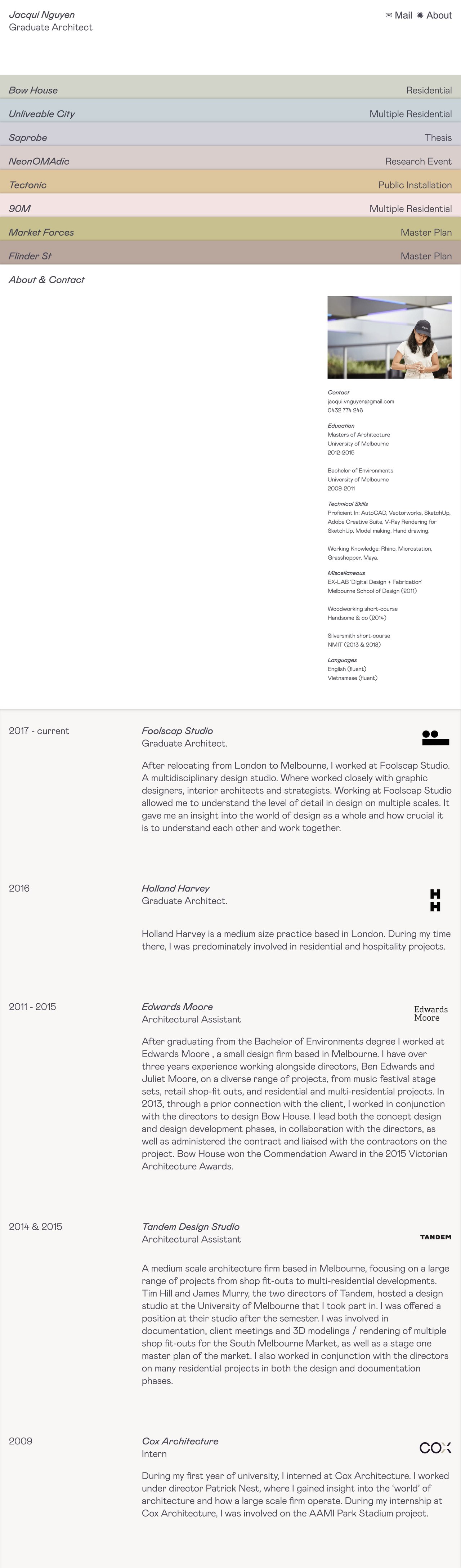 Jacqui Nguyen Website Screenshot