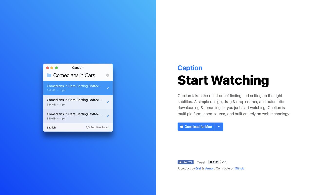 Caption Website Screenshot