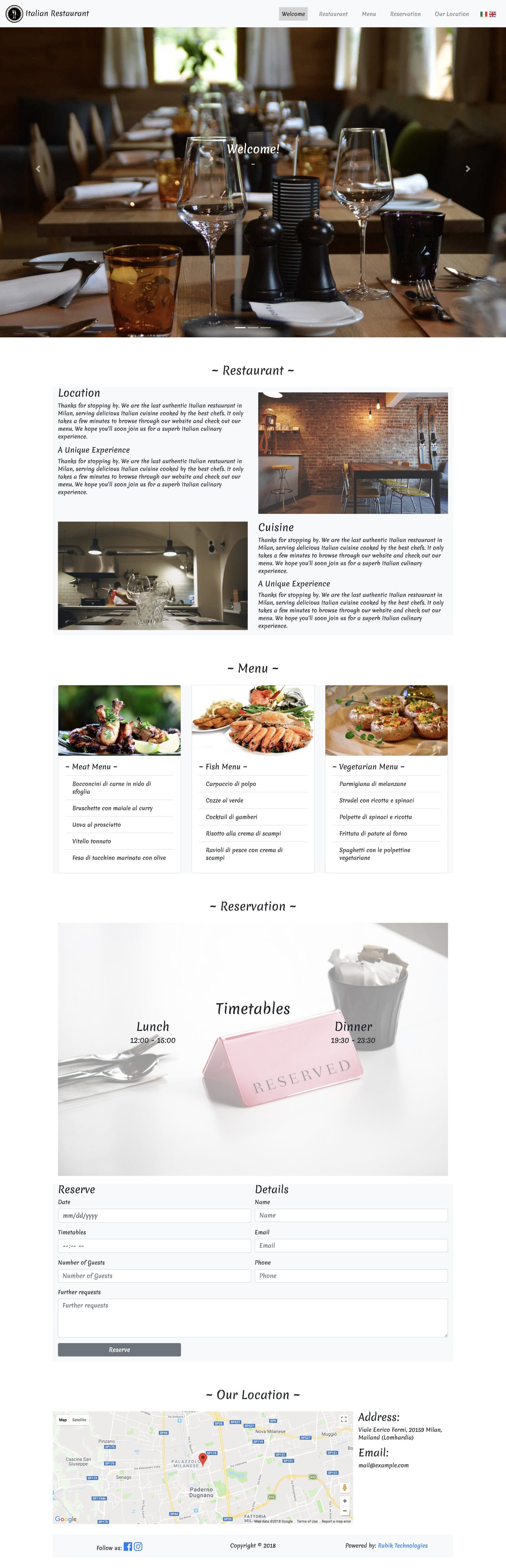 Ristorante Website Screenshot