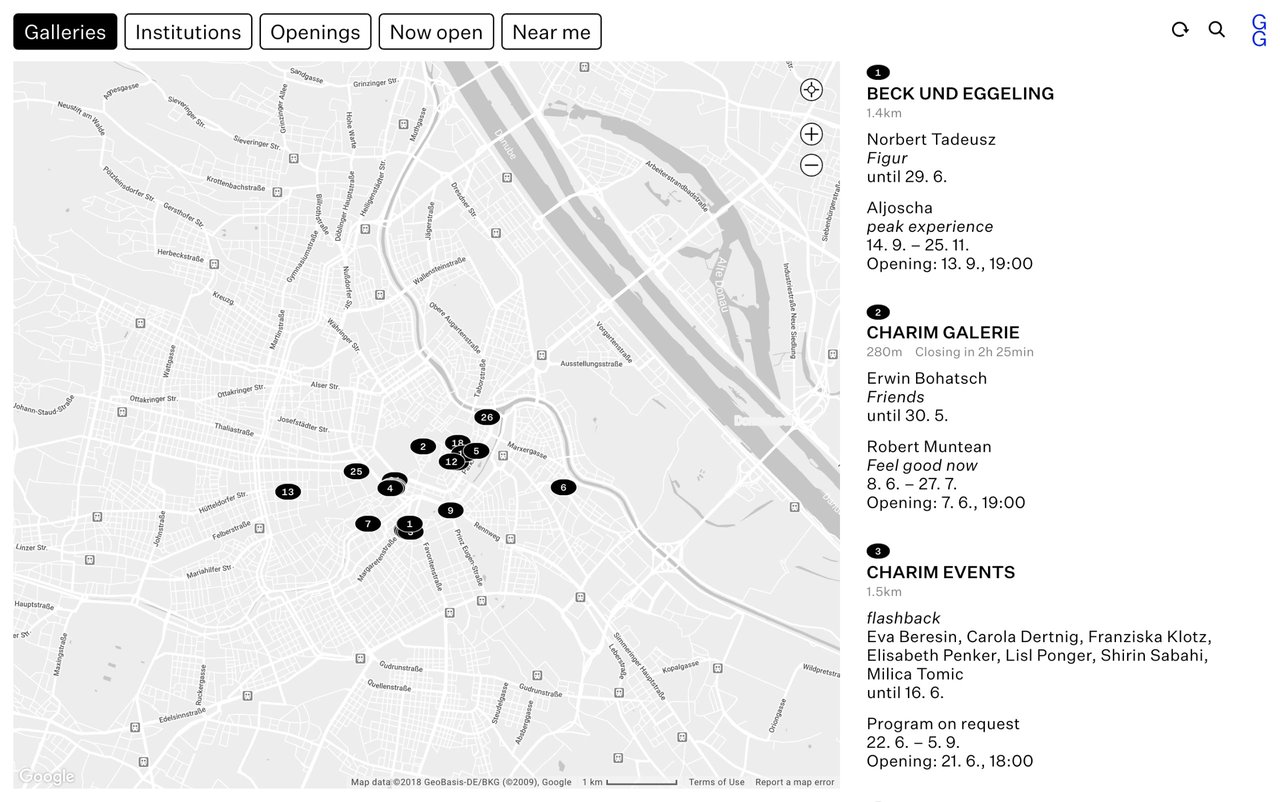 Gallery Guide Vienna Website Screenshot