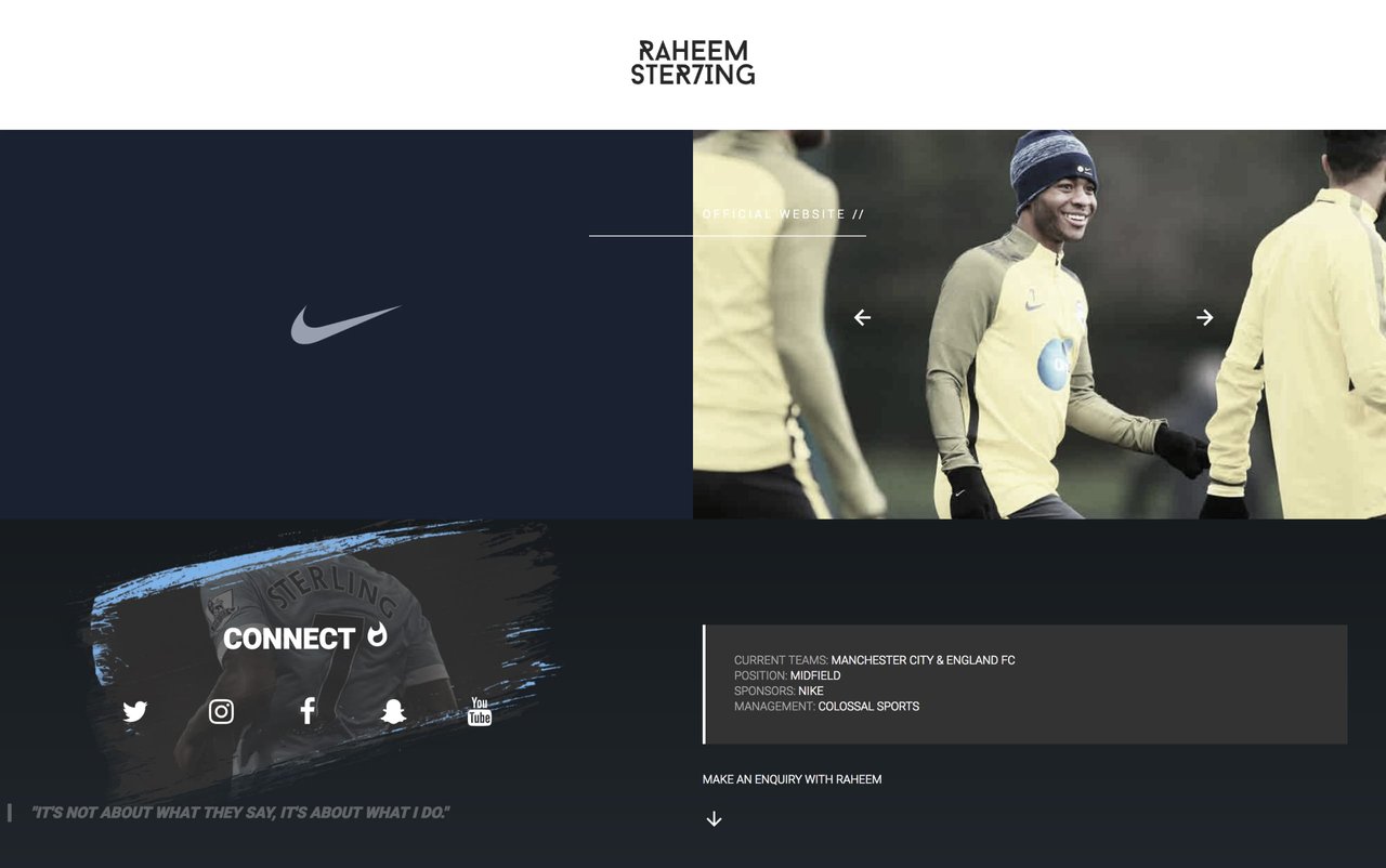 Raheem Sterling Website Screenshot