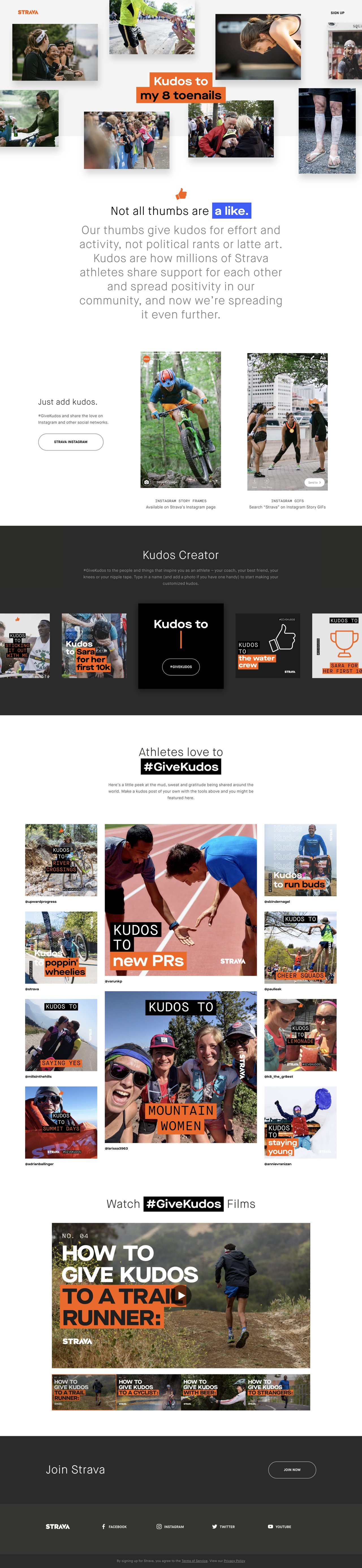 Strava – #GiveKudos Website Screenshot