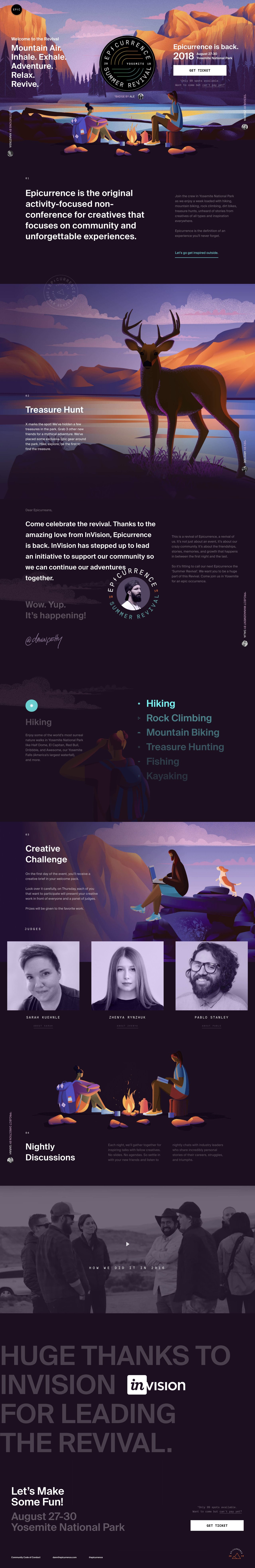 Epicurrence 2018 – Yosemite Website Screenshot