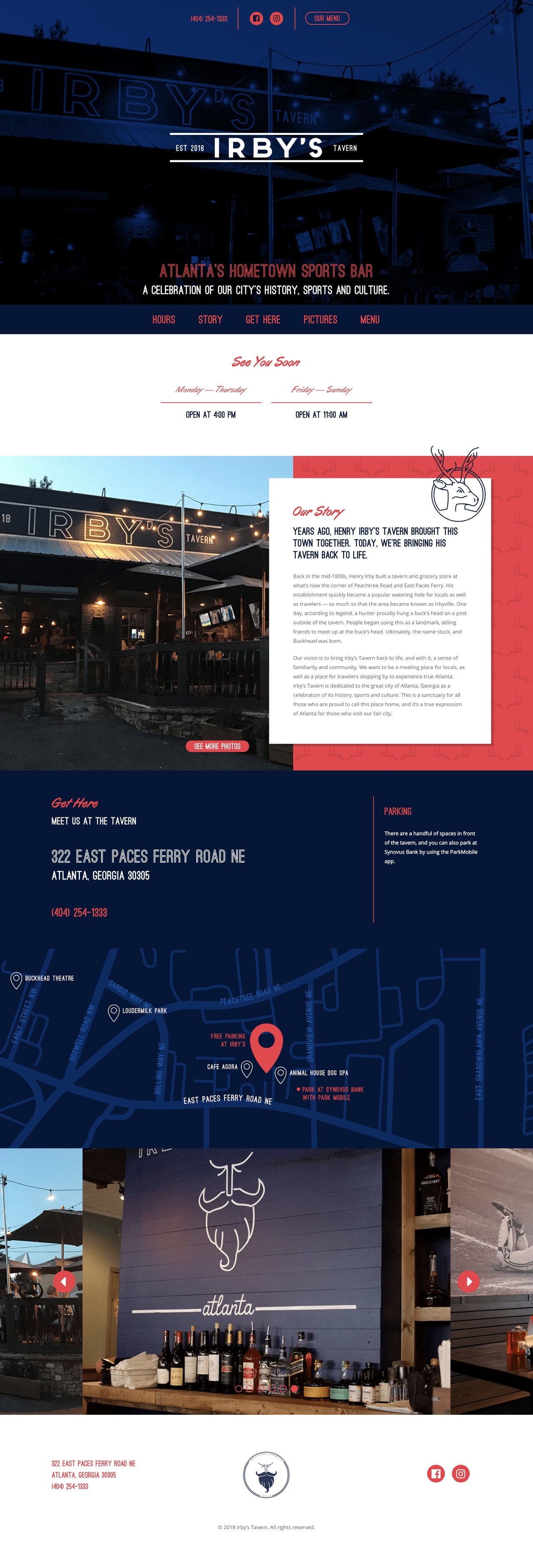 Irby’s Tavern Website Screenshot