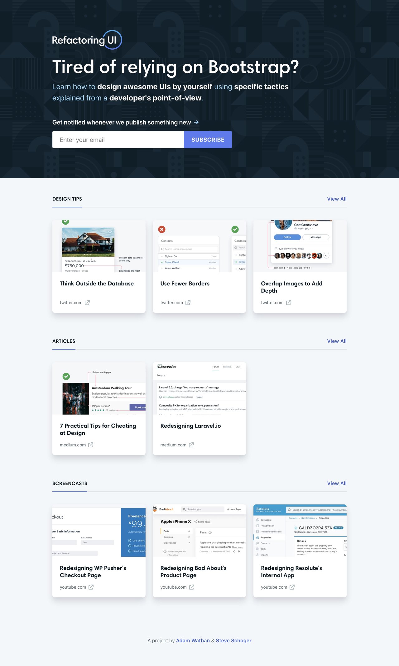 Refactoring UI Website Screenshot