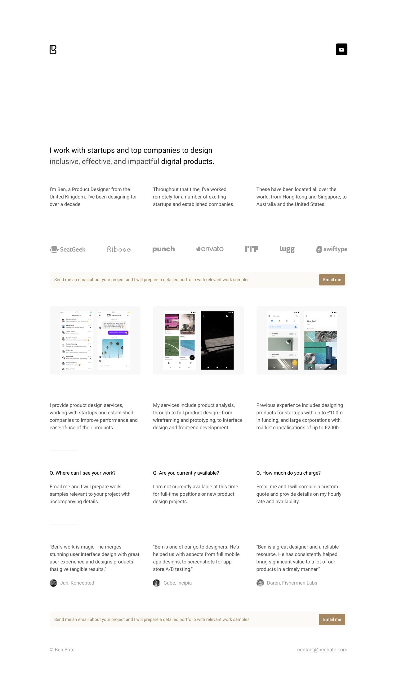 Ben Bate Website Screenshot