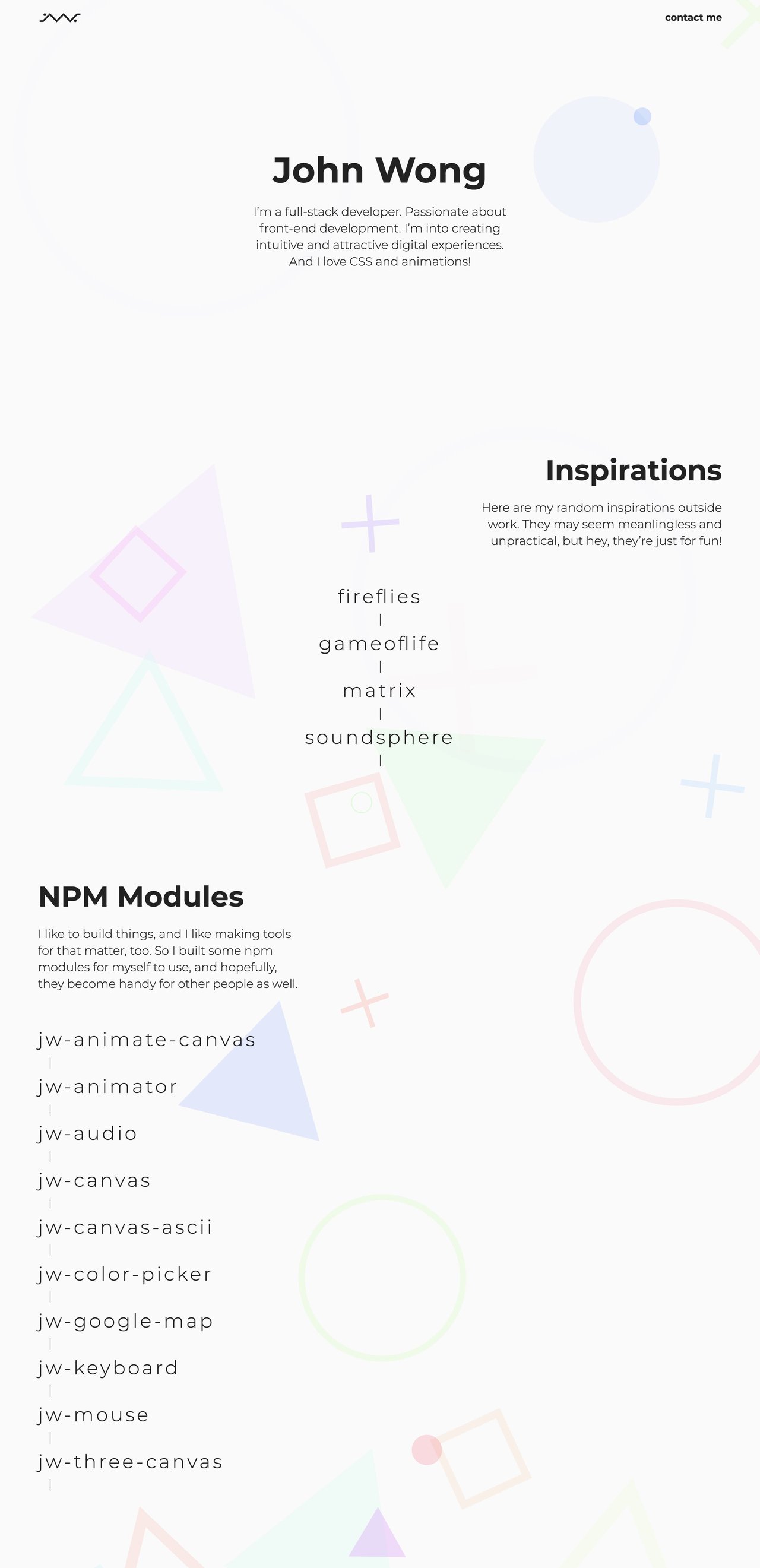 John Wong Website Screenshot