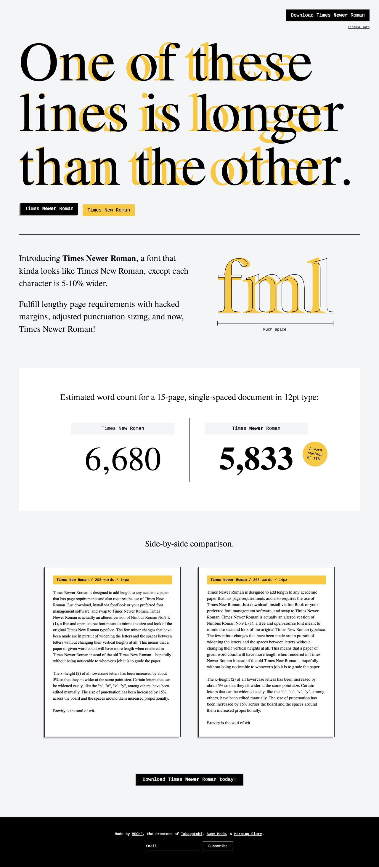 Times Newer Roman Website Screenshot