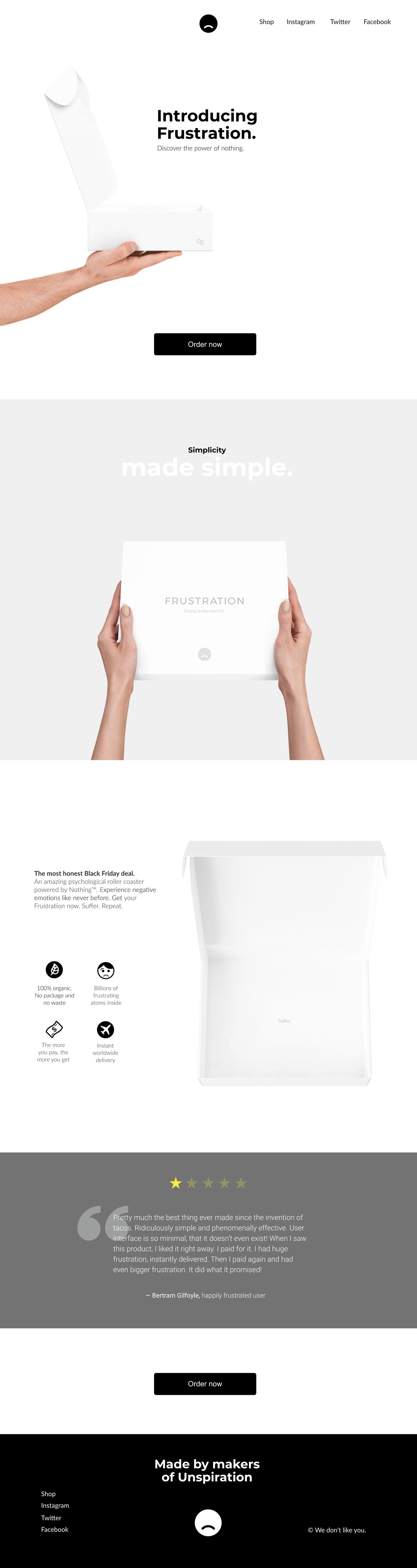 Frustration Website Screenshot