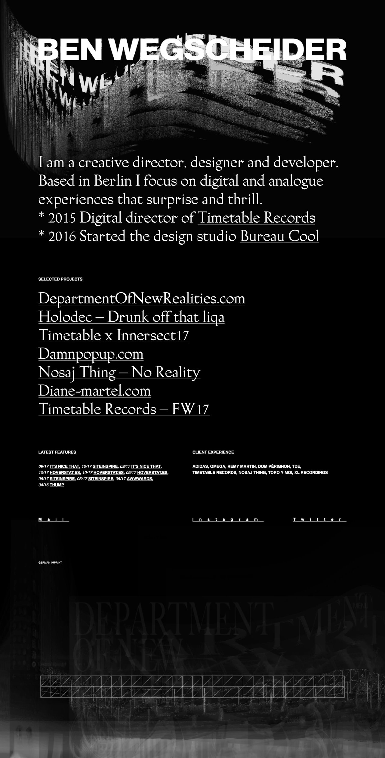 Ben Wegscheider Website Screenshot