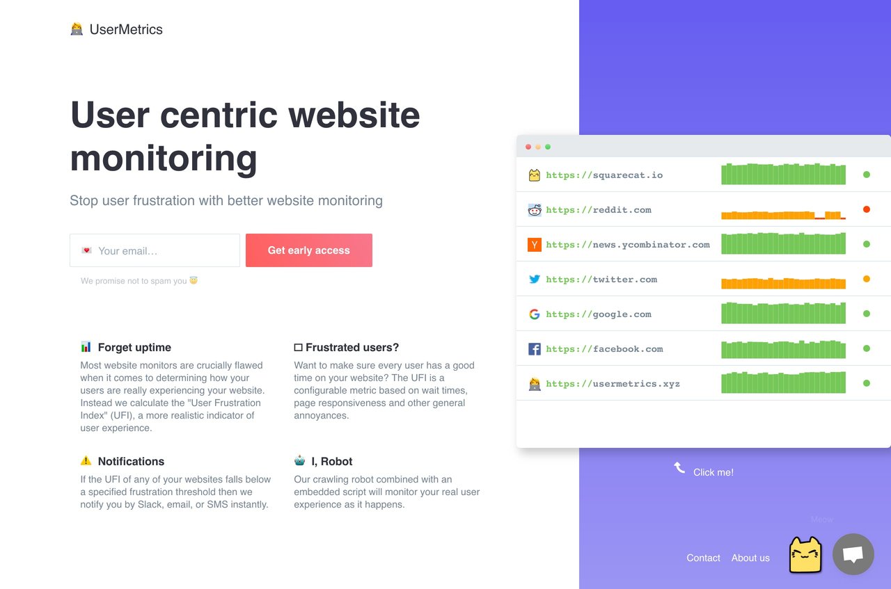 UserMetrics Website Screenshot
