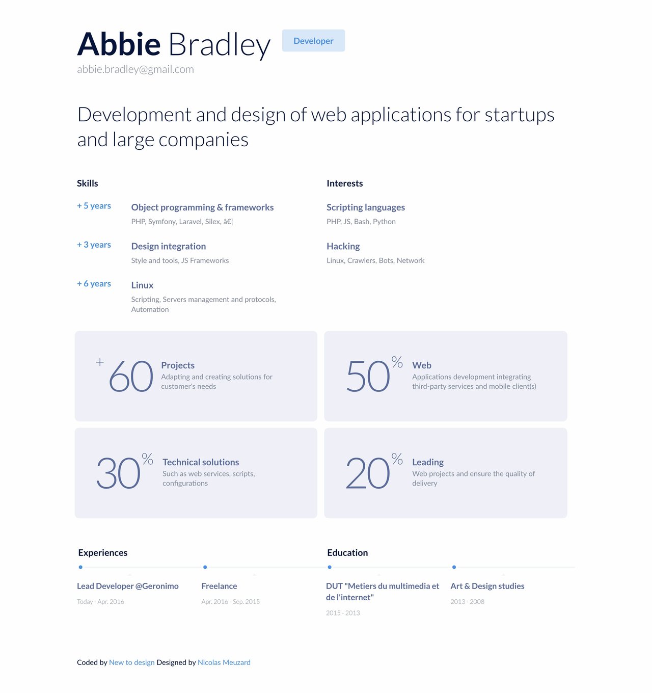 Minimal Résumé Website Screenshot