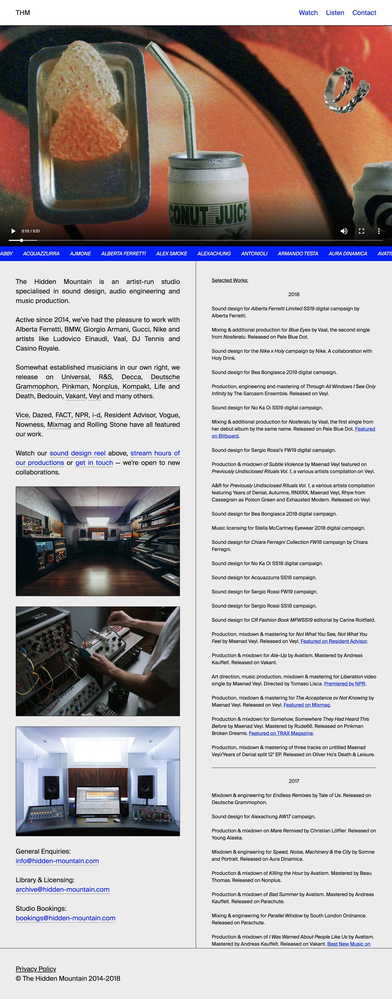 The Hidden Mountain Website Screenshot