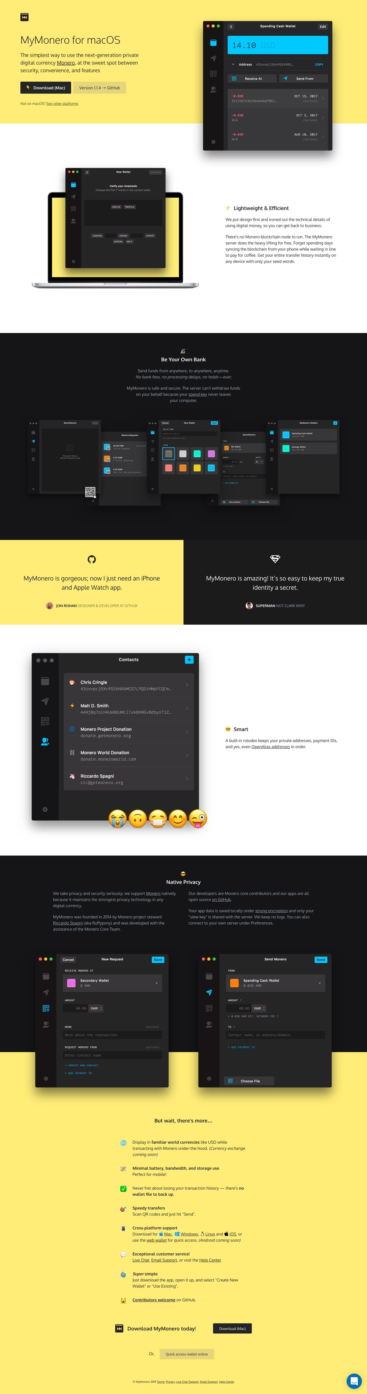 MyMonero Website Screenshot
