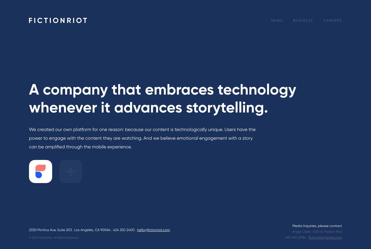 FictionRiot Website Screenshot