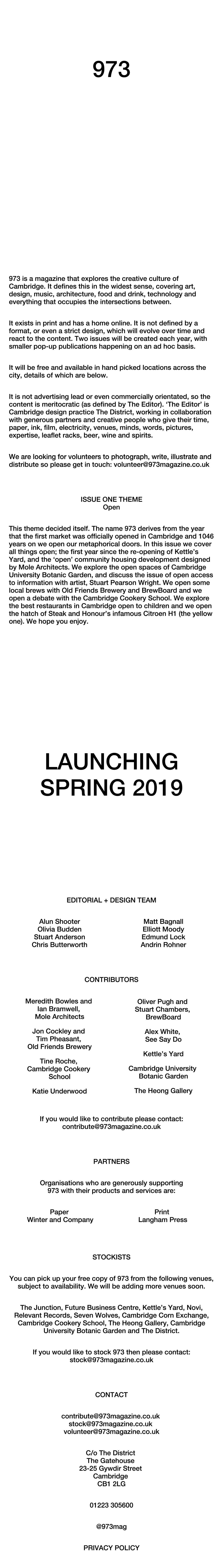 973 Magazine Website Screenshot