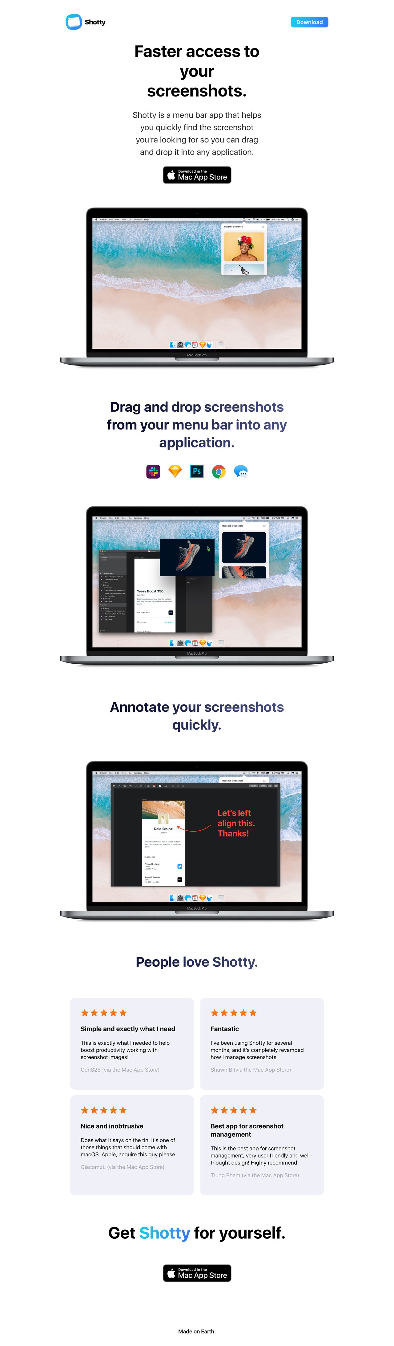 Shotty Website Screenshot