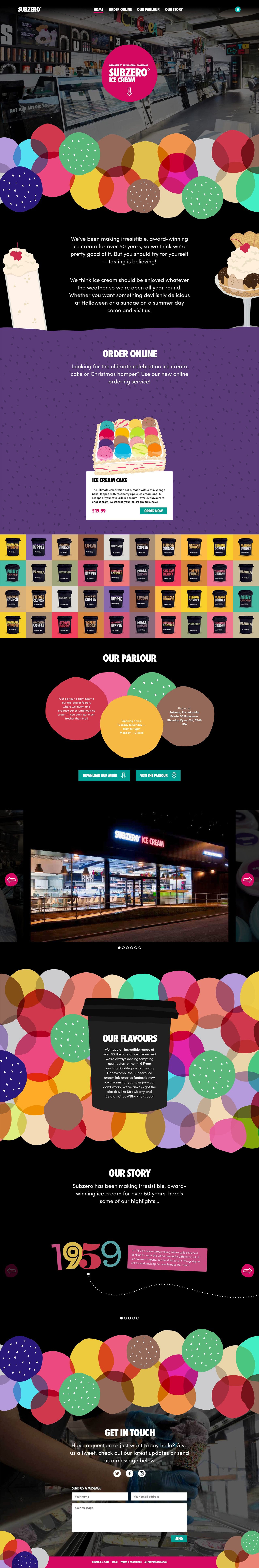 Subzero Ice Cream Website Screenshot