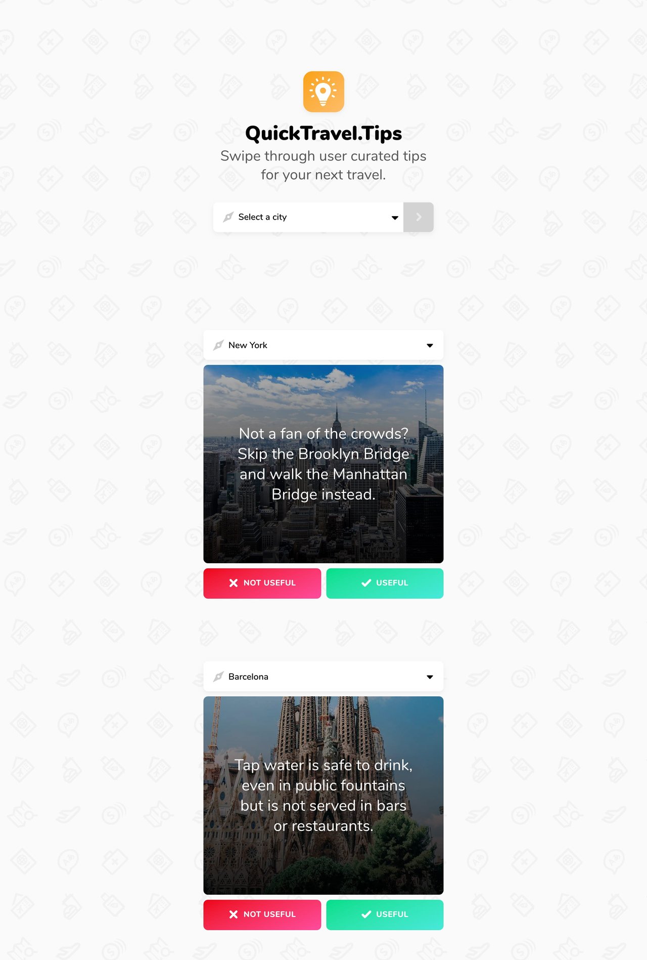 Quick Travel Tips Website Screenshot