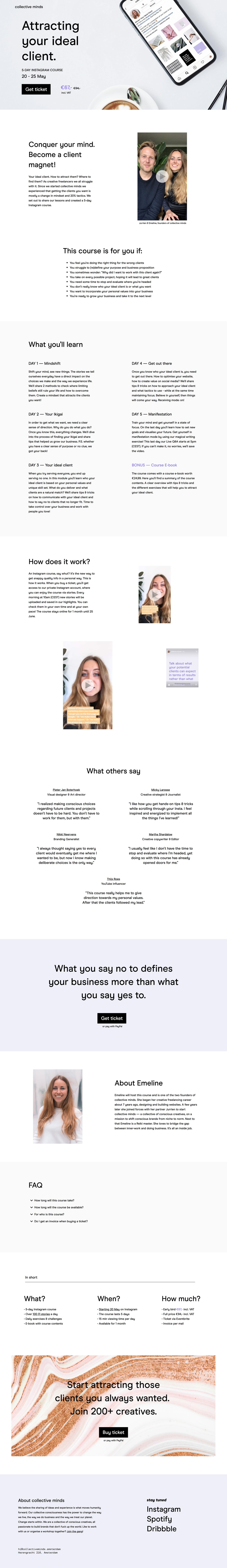 Collective Minds – Courses Website Screenshot