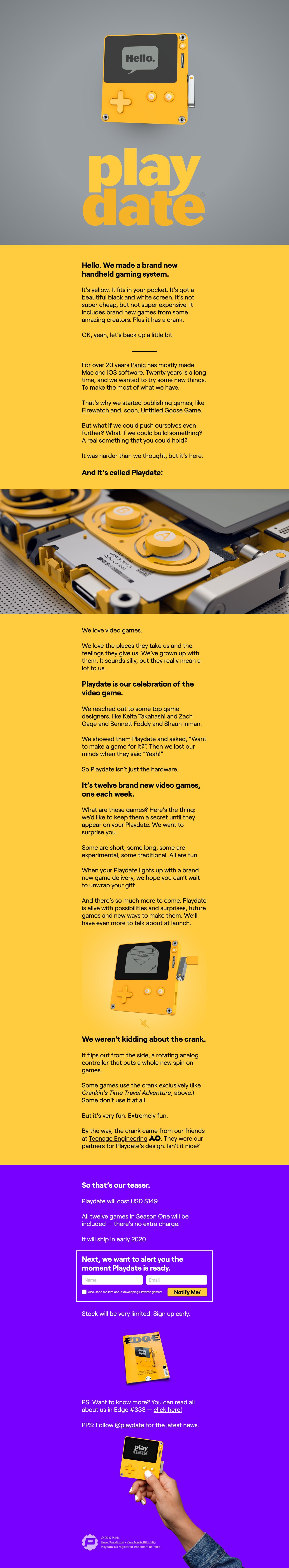 Playdate Website Screenshot