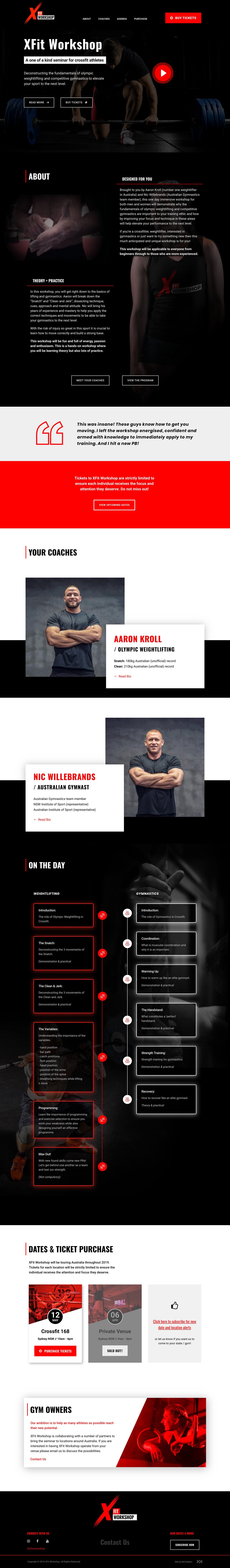 XFit Workshop Website Screenshot
