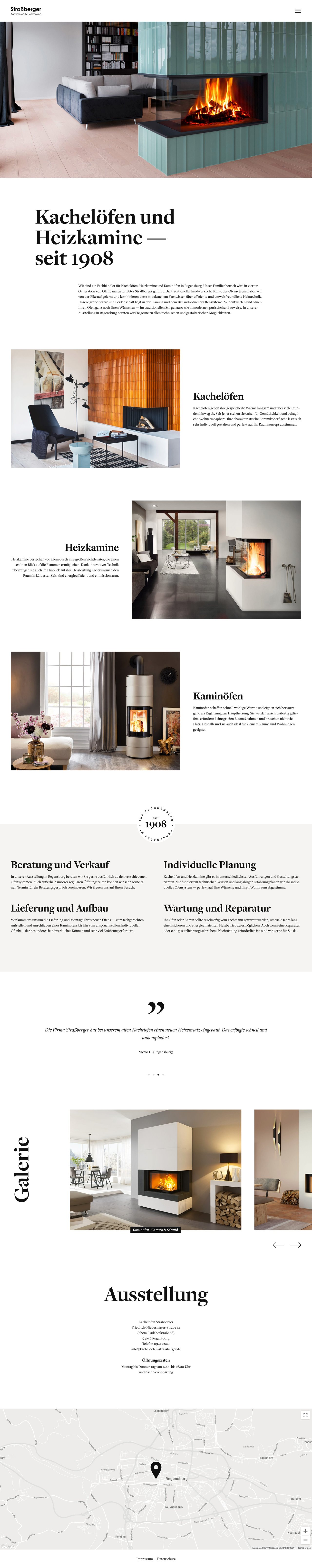 Kachelöfen Straßberger Website Screenshot