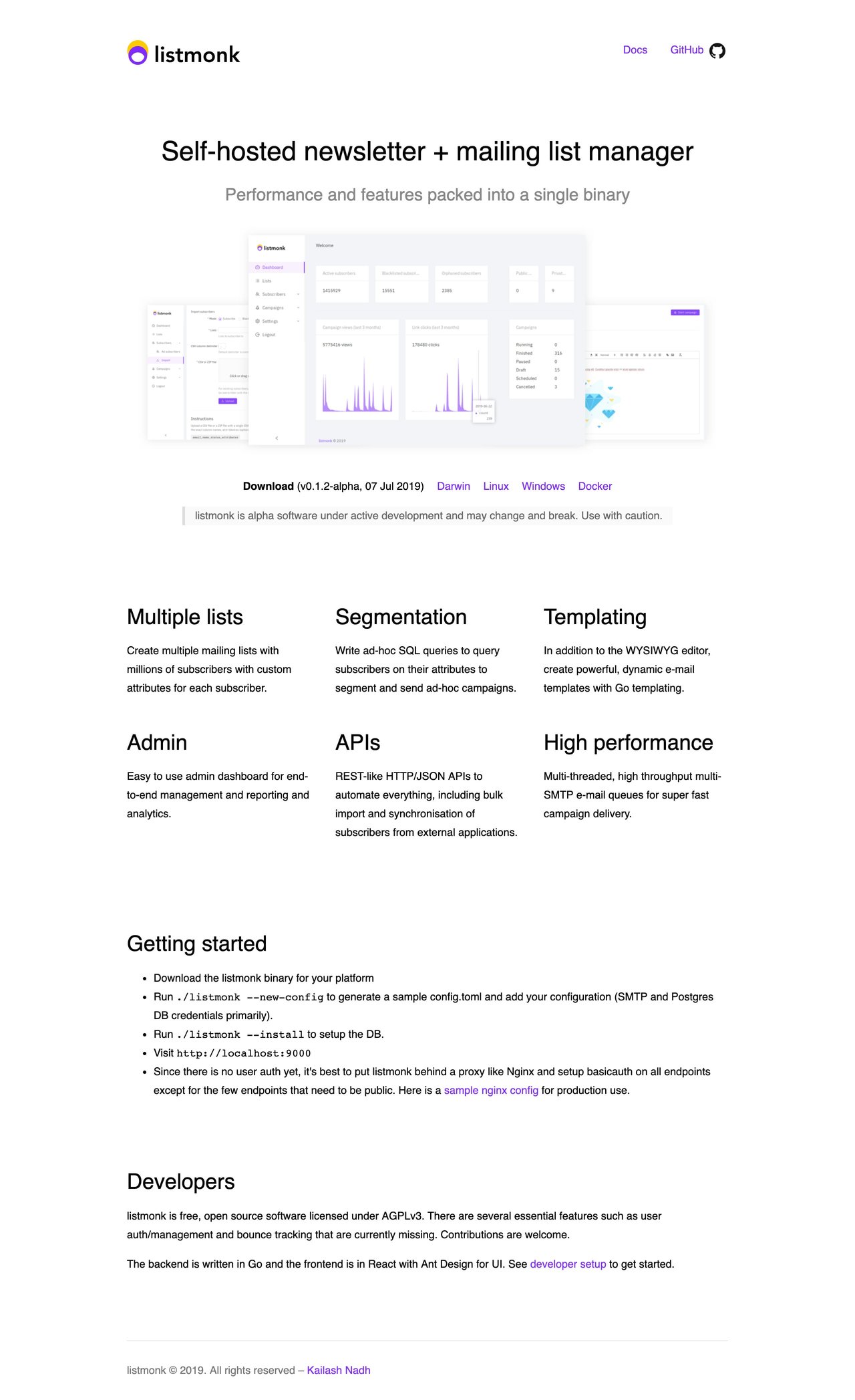listmonk Website Screenshot