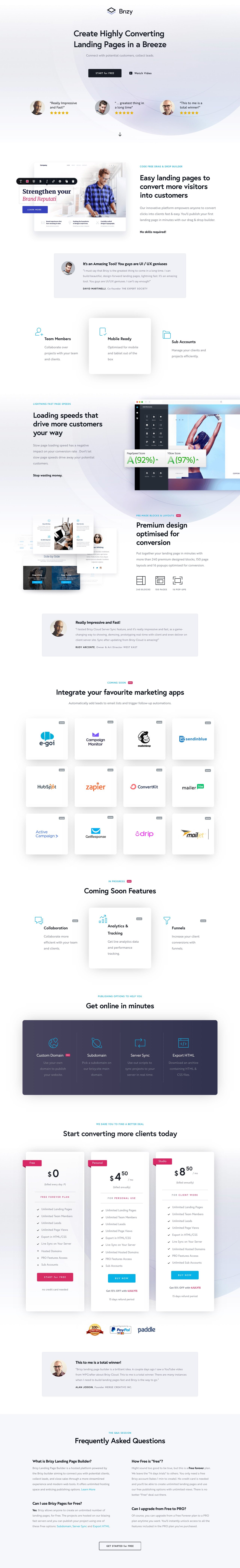 Brizy Cloud Website Screenshot