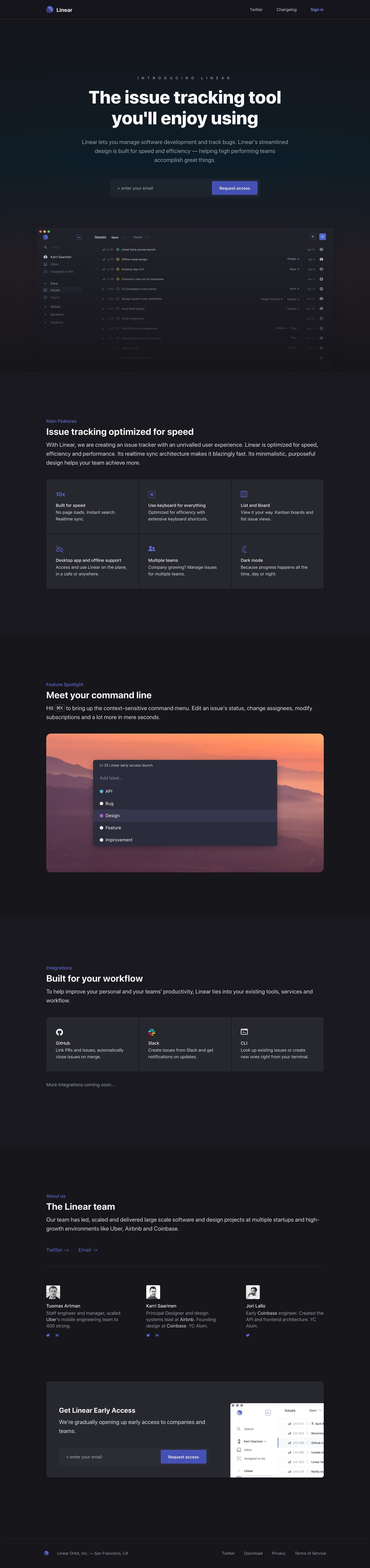 Linear Website Screenshot